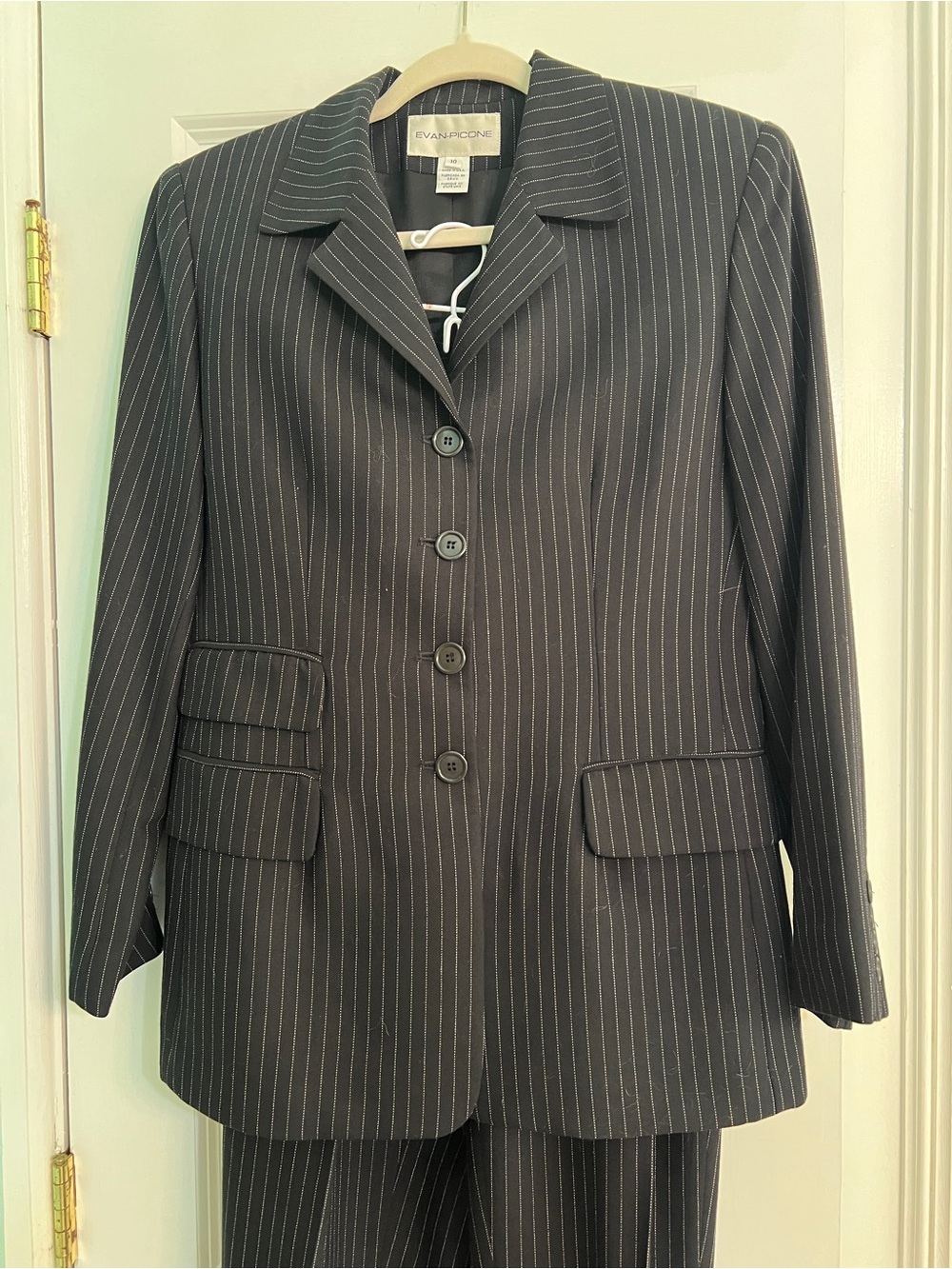 VTG 90s Evan-Picone Worsted Wool Pinstripe Pants Suit Set 10 Made in USA